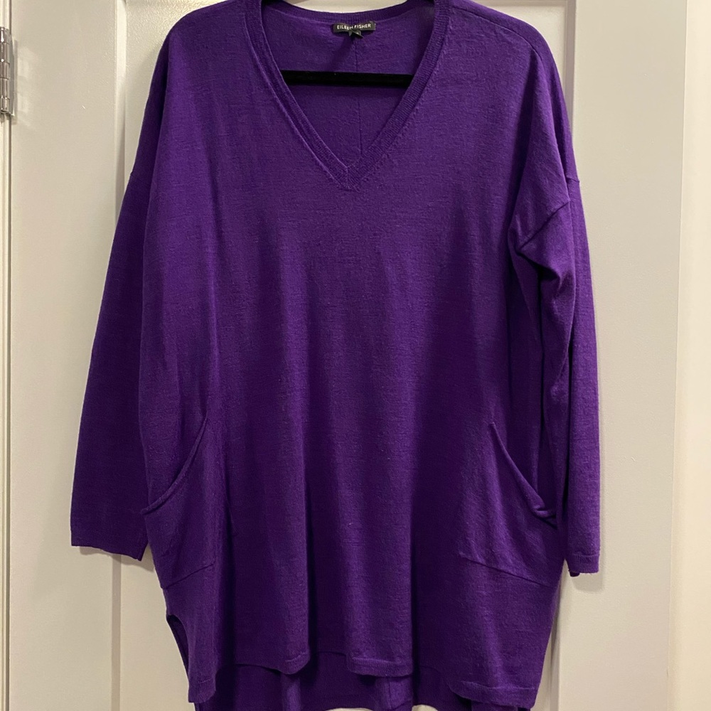 Eileen Fisher purple sweater. Size Medium